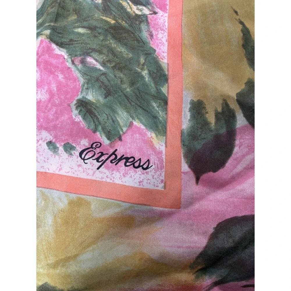 Vintage Express Floral Silk Scarf Square Multicolor Quiet Luxury